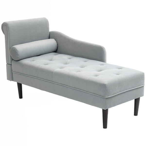 Poltrona Chaise Longue 146x61x82,5 cm Con Sponte e Cuscino Rivestimento Trapuntato Effetto Velluto Grigio prezzo