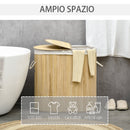 Cesto Portabiancheria a 2 Sezioni 62,5x37x60,5 cm Capacità 100L Sacca Interna Removibile 