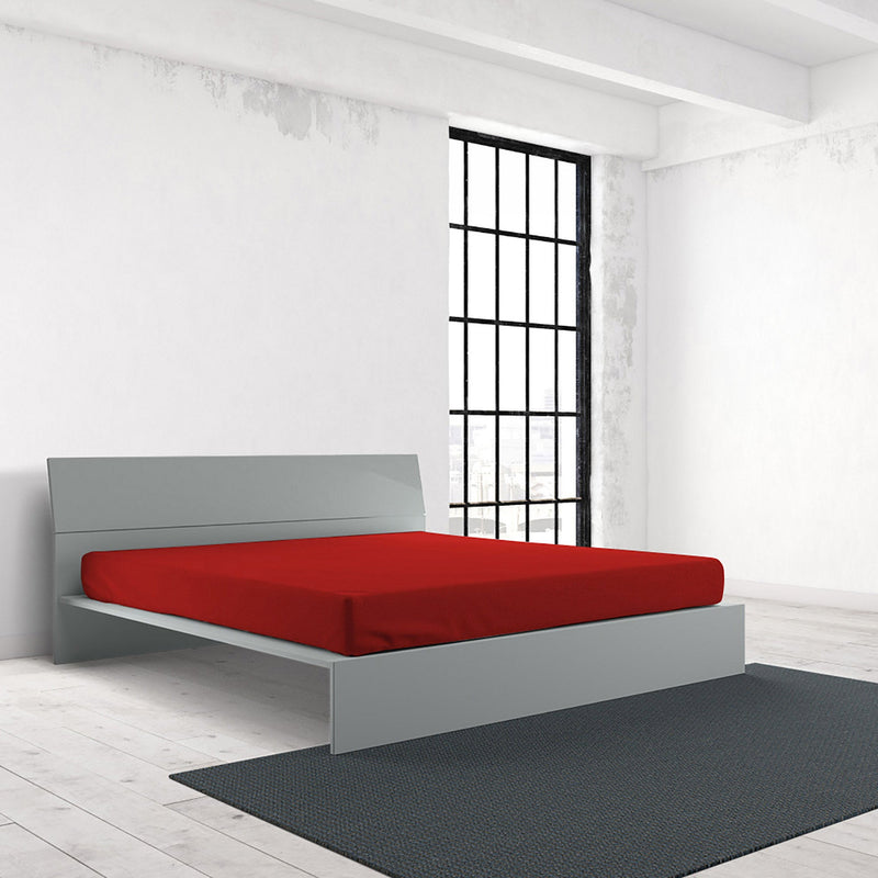 Lenzuolo Sotto con Angoli ed Elastico Tinta Unita Rosso