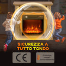 Camino Elettrico da Pavimento 1800W Effetto Fiamma 3D 81,5x30x76,2 cm Marrone 