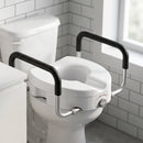 Rialzo WC per Anziani con Maniglie Antiscivolo Larghezza Regolabile Capacità 136kg in HDPE Bianco      