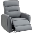 Poltrona Relax Reclinabile Manualmente con Poggiapiedi in Tessuto Effetto Pelle e Base Girevole Grigio      