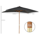 Ombrellone da Giardino 295x2x255H cm con 8 Stecche in Legno e Bambù Grigio Scuro 