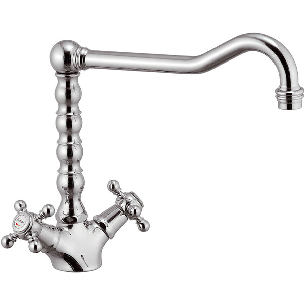 Mitigeur d'évier à double poignée pivotante en laiton chromé Mariani Tradition prezzo