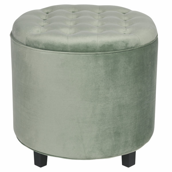 Pouf Repose-pieds Container Ø55x55 cm en Velours Soriani Vert Tiffany sconto