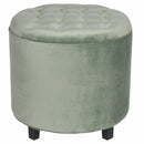 Pouf Poggiapiedi Contenitore Ø55x55 cm in Velluto Soriani Verde Tiffany
