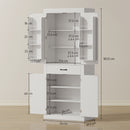 Dispensa Cucina in Stile Country 76x39,5x183,5 cm con 2 Armadietti 6 Ripiani e Cassetto in Legno Bianco      