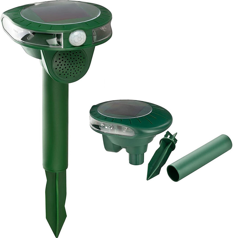 Repellente Elettrico ad Ultrasuoni con Pannello Solare per talpe e animali Verde