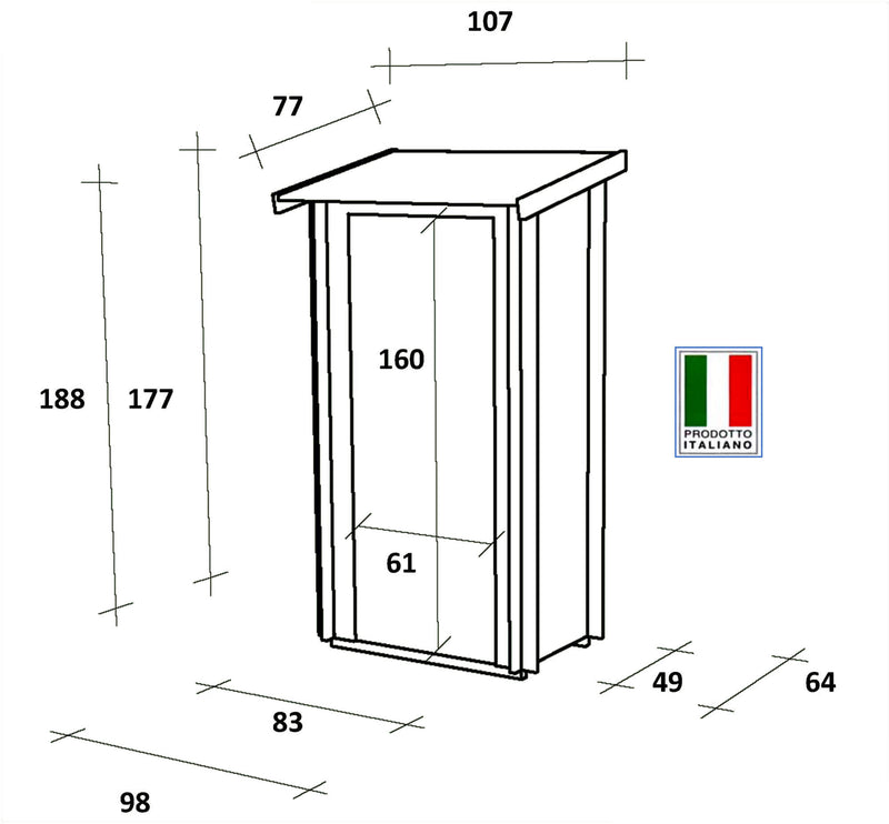 Casetta Box da Giardino per Attrezzi 94x64 cm con Porta Singola Cieca in Legno Naturale