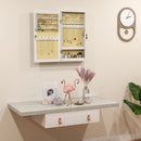 Specchio Portagioie 36,5x9,5x67 cm Armadietto con 2 Chiavi in Legno Bianco  