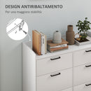 Cassettiera 6 Cassetti Piano con Bordi Rialzati 110x40x88 cm in Legno Bianco 