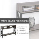 Tavolo Consolle per Ingresso 3 Ripiani 120x23,5x75 cm  Grigio e Nero