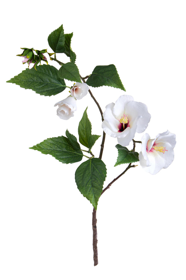 prezzo Set 2 Hibicus composé de 2 fleurs artificielles hauteur 76 cm blanc