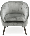 Poltrona Imbottita in Velluto con Gambe in Legno Soriani Grigio Chiaro