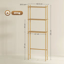 Mobile Sopra WC 63,5x25,5x181 cm a 3 Ripiani a Doghe Salvaspazio in Bambù   