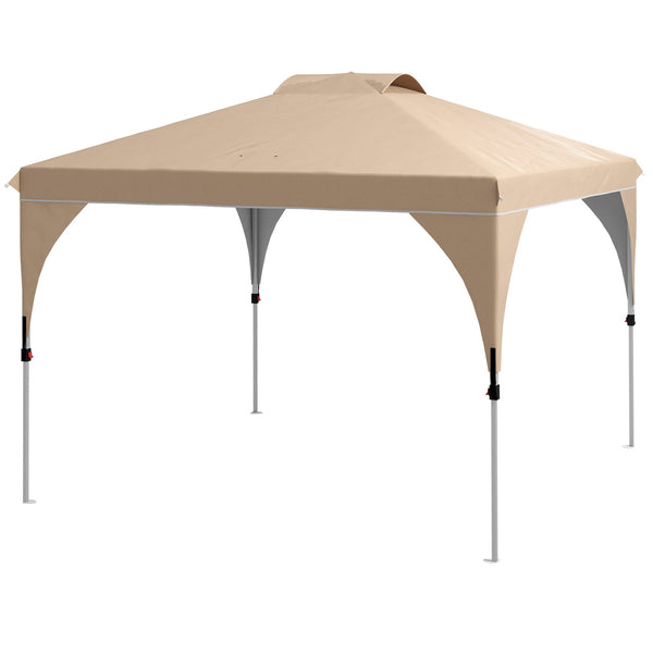 sconto Gazebo da Giardino 3x3 m Pieghevole con Altezza Regolabile e Borsa di Trasporto con Ruote Beige