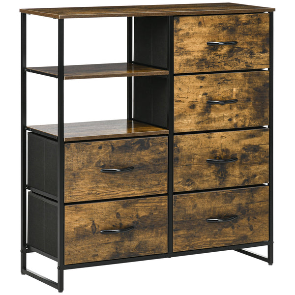 online Cassettiera 6 Cassetti in Tessuto Stile Industriale 84x30x92 cm Marrone Rustico