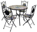Set da Giardino Tavolo e 4 Sedie in Metallo con Mosaico Trapani Nero