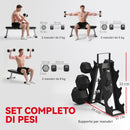 Set 6 Manubri Palestra con Supporto e Impugnatura Antiscivolo 2-5-8 kg in Metallo Nero      