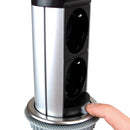 Multipresa a Torretta 2 Prese 2 USB a Scomparsa da Scrivania in Acciaio e Plastica Emuca