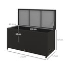 Baule da Giardino con Ruote 121x57x67 cm in Rattan PE Nero