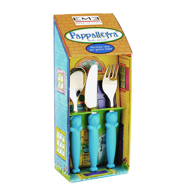 Couverts pour enfants en acier Eme Pappallegra bleu clair sconto