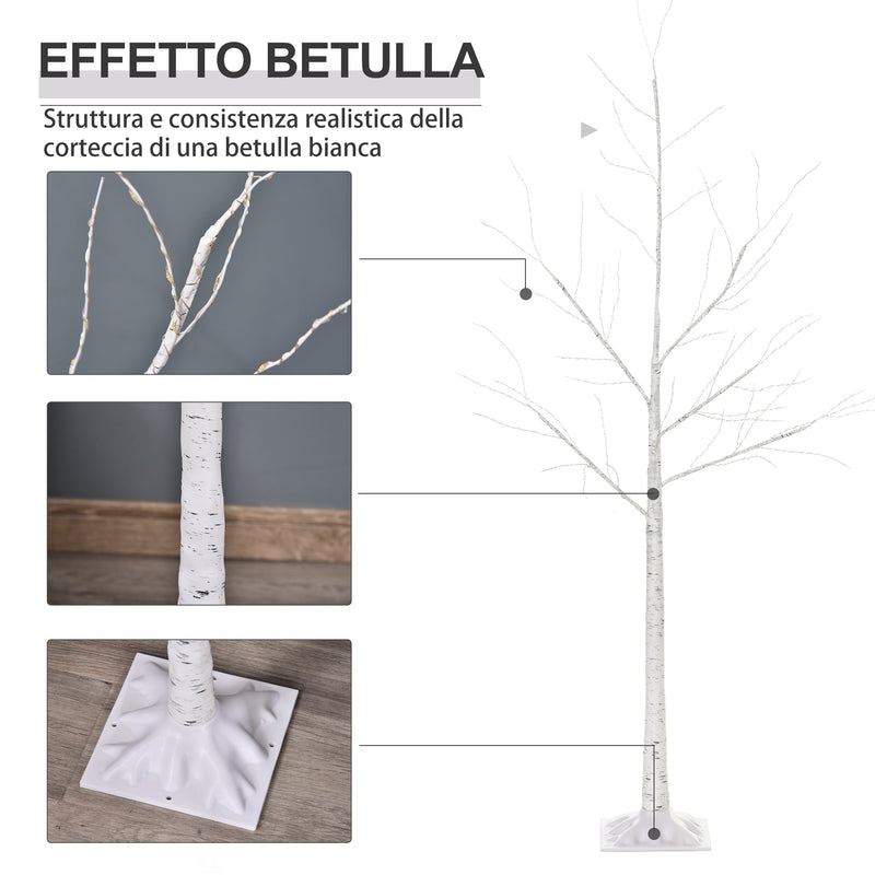 Albero di Natale Bianco con Luci LED 20x20x150 Base Quadrata in Acciaio e Polipropilene