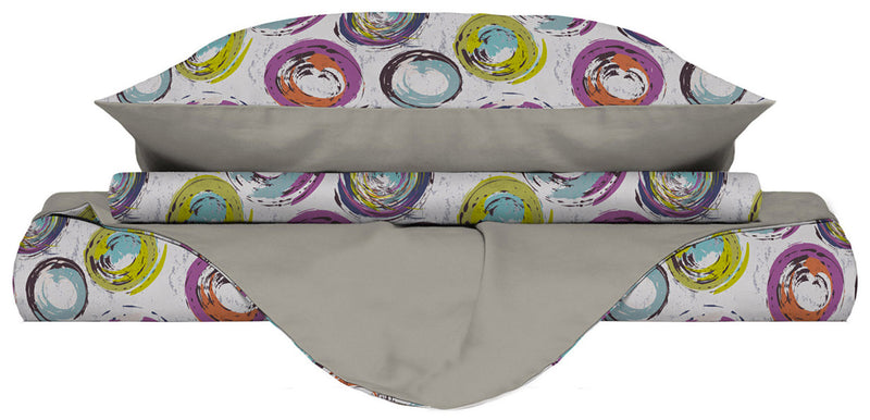 Copripiumino con stampa sul Sacco e Federe Doubleface Cerchi Astratti