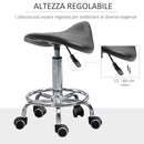 Sgabello con 5 Ruote 36,2x37,5x51-66 cm Seduta Ergonomica Imbottita in Gommapiuma Nero