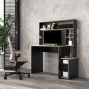 Scrivania Moderna con Ripiani e Supporto per CPU 114x45x138 cm in Legno Grigio e Legno Naturale
