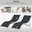 Set 2 Sdraio da Giardino 61x165x63 cm Pieghevoli in Alluminio e Textilene Nero      