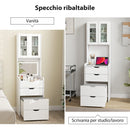 Toeletta Trucco con Specchio Illuminato e Sgabello Luce Regolabile Cassetti e Armadietto in MDF Bianco      