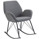 Sedia a Dondolo Imbottita 65x80x88 cm in Metallo e Tessuto Grigio