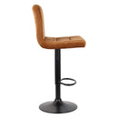 Set 2 Sgabelli 44x38x63/82 cm in Velluto con Base Nera Caramello