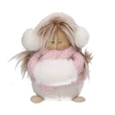 Pupazzo bambina tessuto rosa e bianco cm 12x12xh22