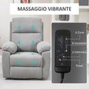 Poltrona Alzapersona Reclinabile a 135° con 8 Punti Massaggianti e Poggiapiedi 89x99x103 cm Grigio Chiaro  