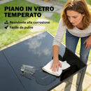  Pezzi Set da Pranzo da Giardino con Tavolo e 6 Sedie Struttura in Acciaio Nero      