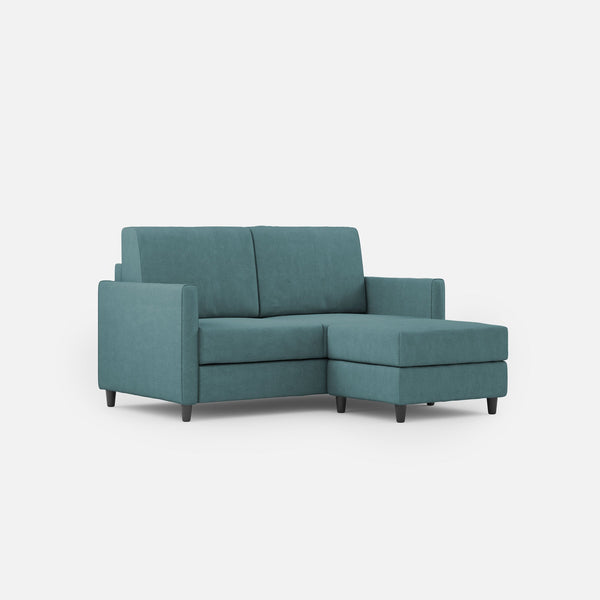 Canapé 2 places avec pouf 138x155x85 cm Karay en tissu pétrole online