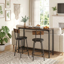 Set Tavolo da Bar Salvaspazio 100x40x90,5 cm in MDF e 2 Sgabelli in Finta Pelle Marrone Rustico      