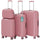 Set 4 Valigie Trolley da Viaggio con Beauty Rigide in Polipropilene Rosa
