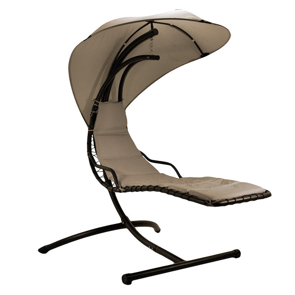 prezzo Balançoire de jardin suspendue en métal avec coussin et parasol 120x175x220cm pendante Beige