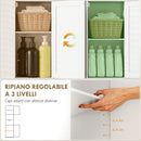 Mobile Colonna Bagno 40x30x170 cm con 2 Armadietti con Sensore Ripiano Aperto e Cassetto in Legno Bianco      