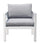 Fauteuil de jardin 70x75x60 cm en aluminium blanc avec coussins gris