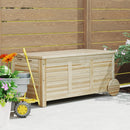 Baule Cassapanca da Esterno 110x50x50 cm a 2 Ruote con Telo Interno in Legno di Abete  