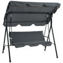 Dondolo 3 Posti con Tettuccio Regolabile 172x110x153 cm in Acciaio e Poliestere Grigio
