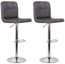 Set 2 Sgabelli 44x38x63/82 cm in Ecopelle con Base Cromata Grigio