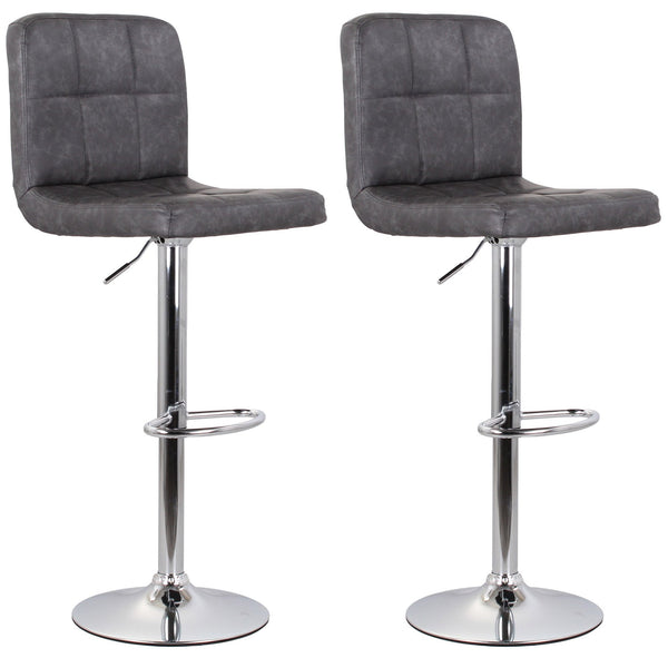 Set de 2 Tabourets 44x38x63/82 cm en Eco-cuir avec Base Chromée Grise acquista