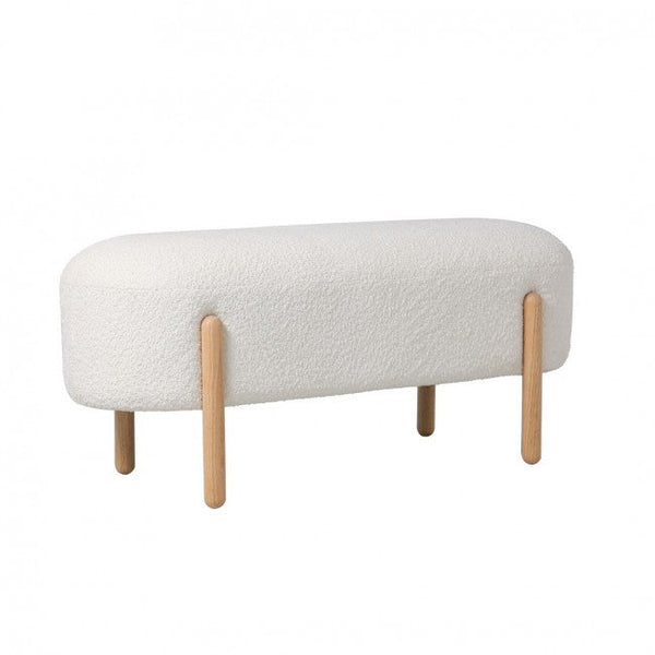 Banc 108x41,5x48 cm Dalia en Bouclé Blanc sconto