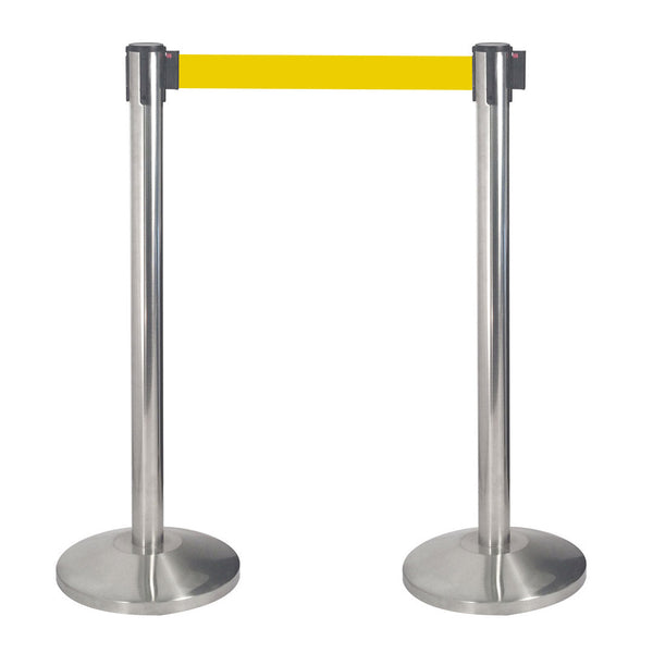sconto 2 Tringles à Rideaux 3 mètres en Acier Inoxydable Brossé Ø36x101 cm Ruban Jaune