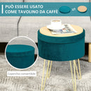 Pouf Poggiapiedi Ø36x45 cm in Velluto  Verde